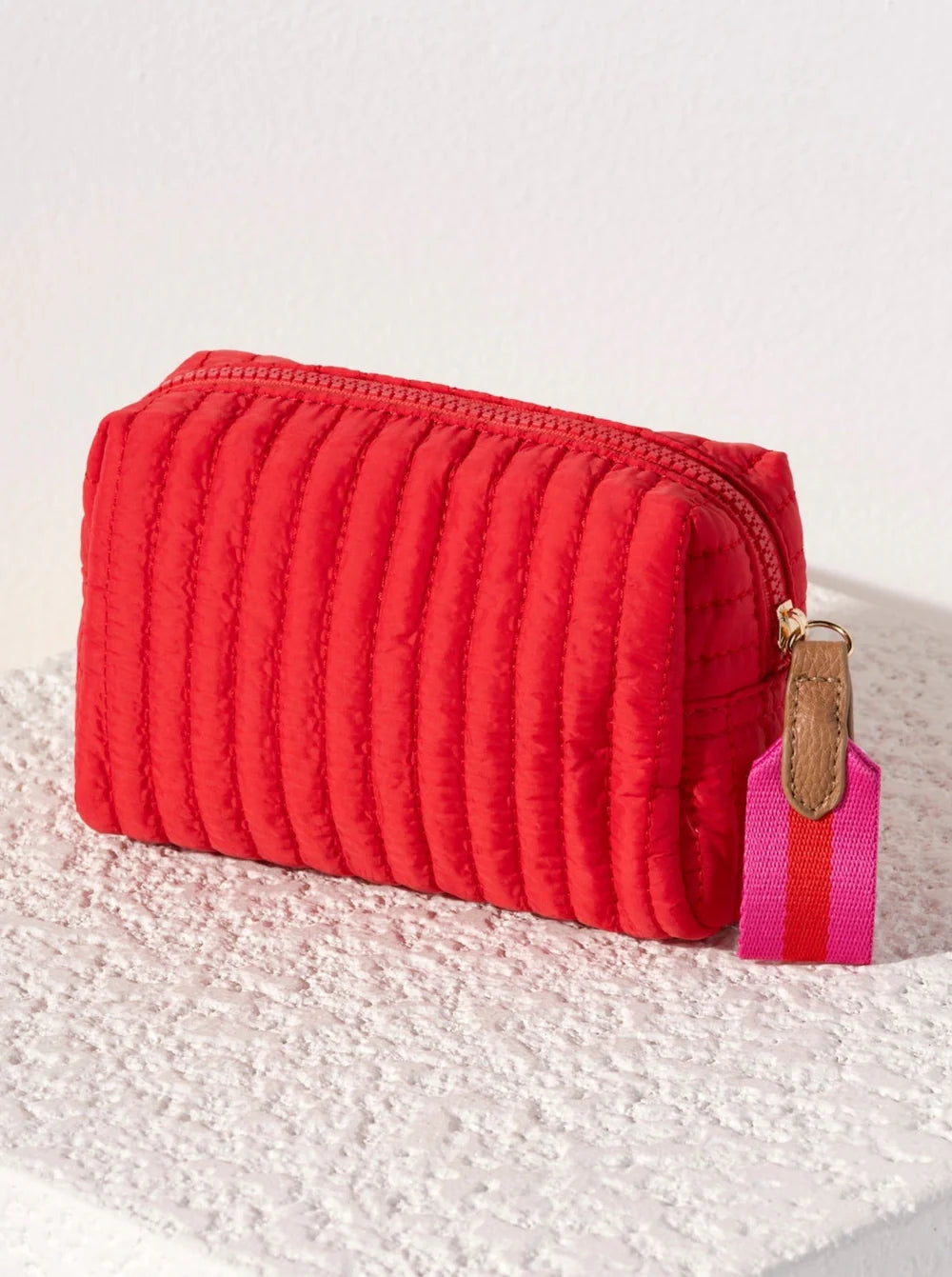 Ezra Small Boxy Cosmetic Pouch - Red