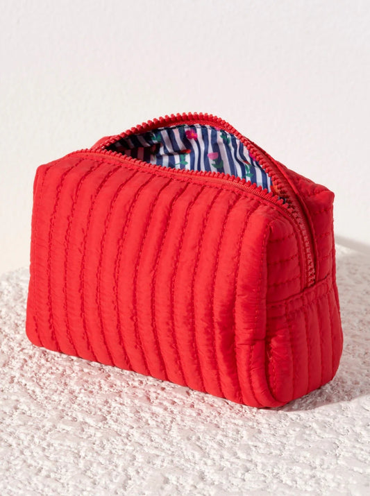Ezra Small Boxy Cosmetic Pouch - Red