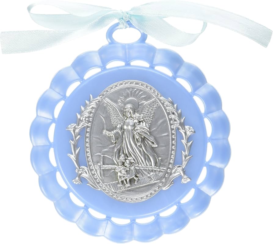 My Guardian Angel Cradle Medal - Blue