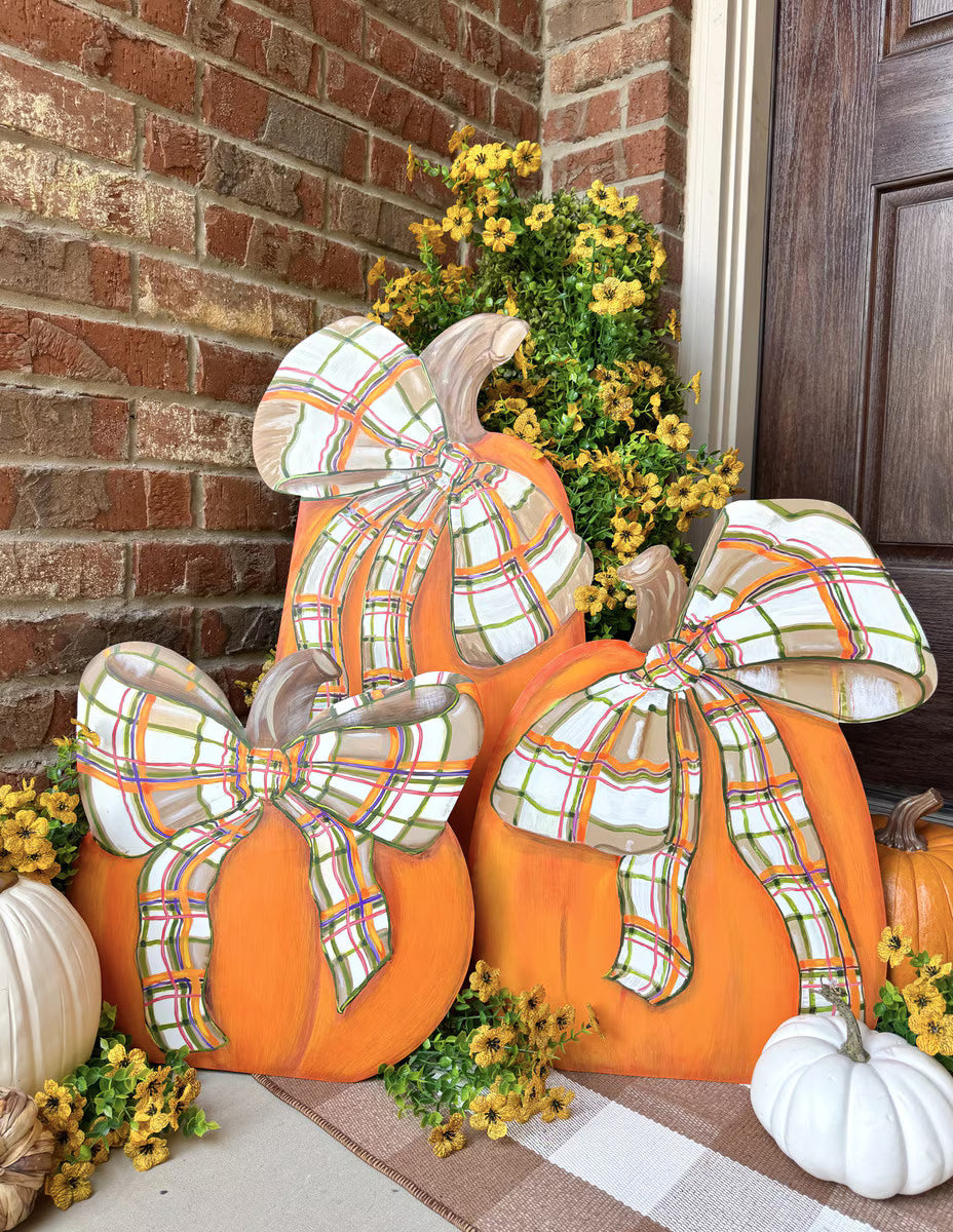Modern Plaid Pumpkins set of 2