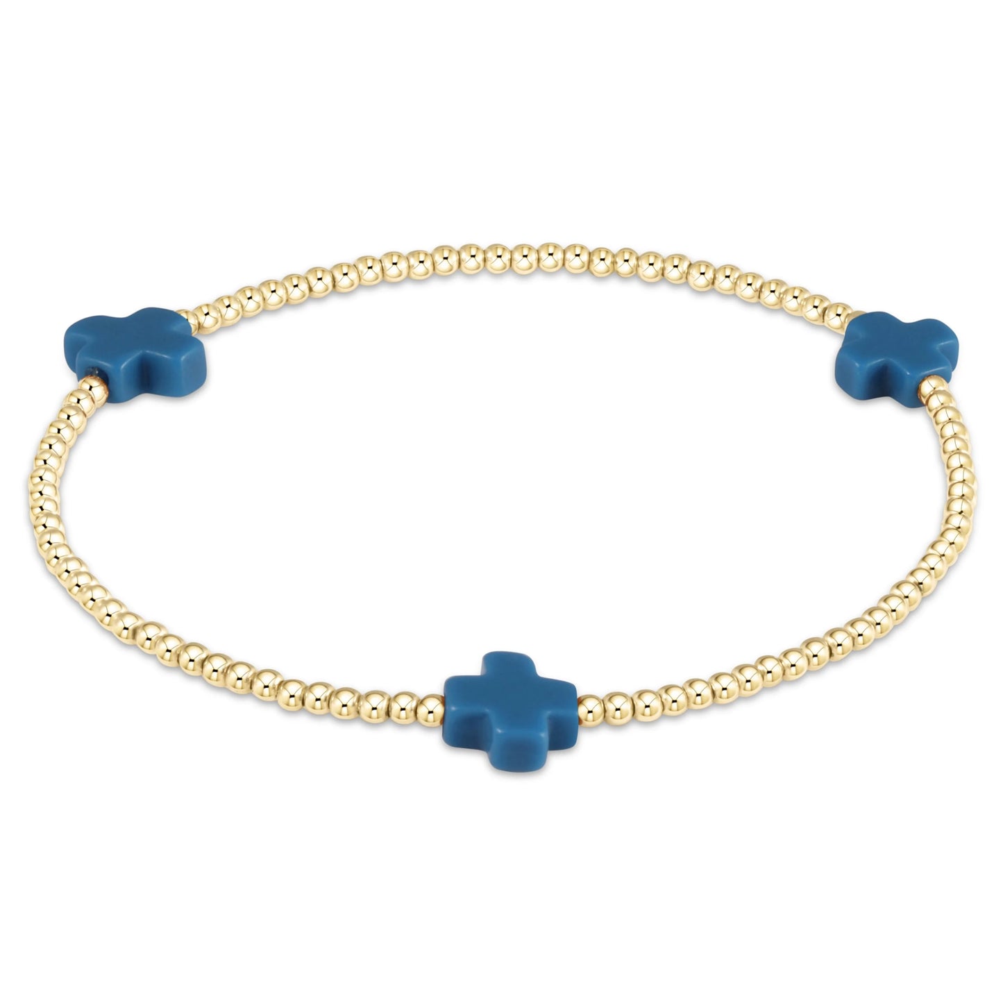 Signature Cross 2mm Gold Bracelet - Cobalt
