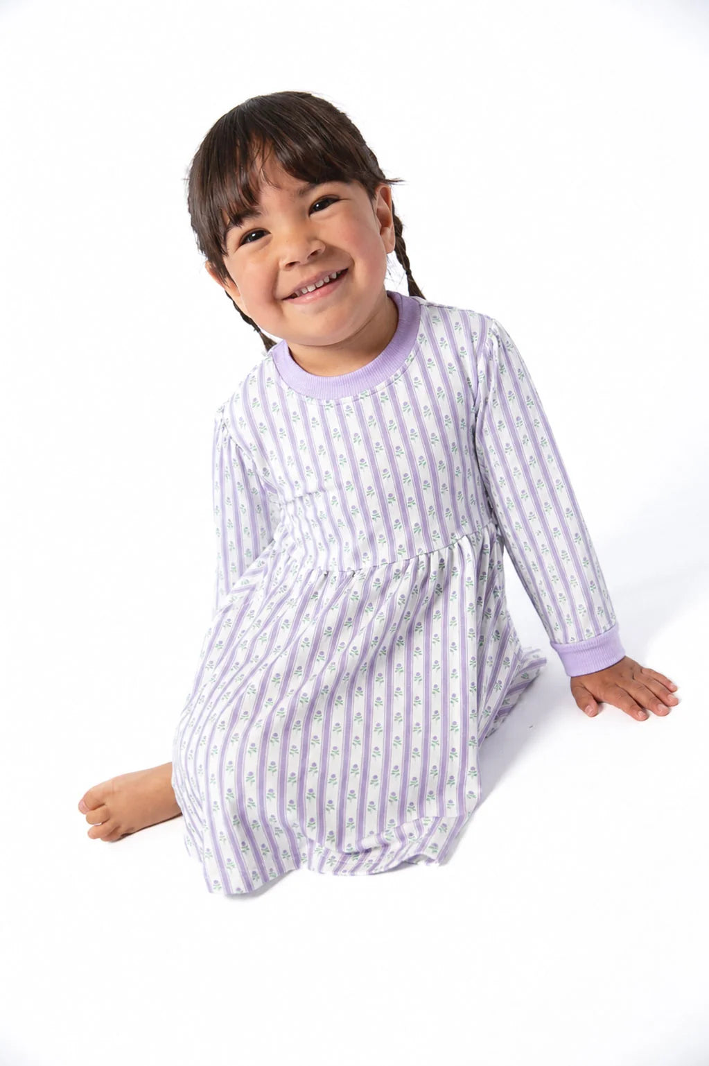 Sweatshirt Dress-Lilac Ribbons