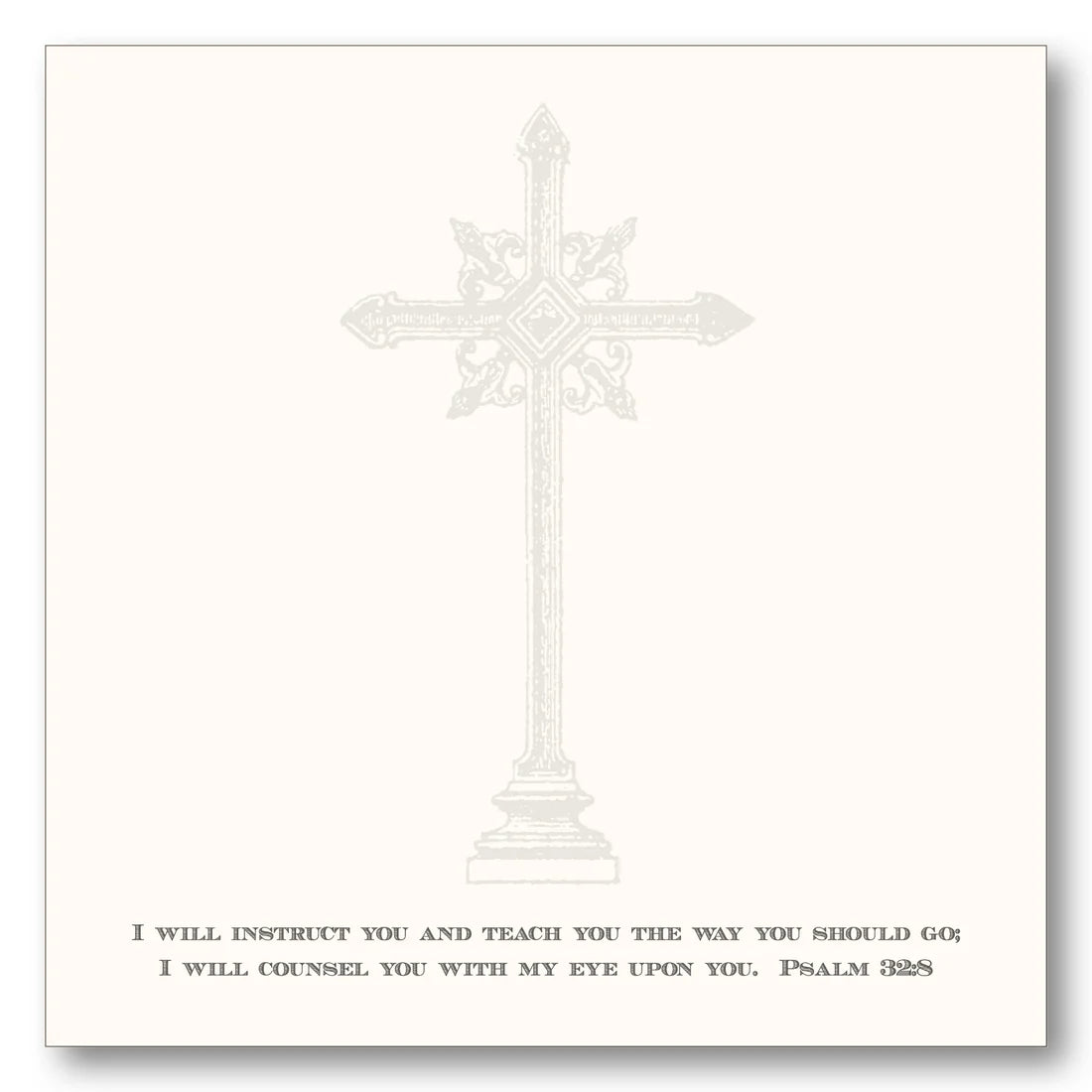 Natural Note Block - Cross with Psalm 32:8