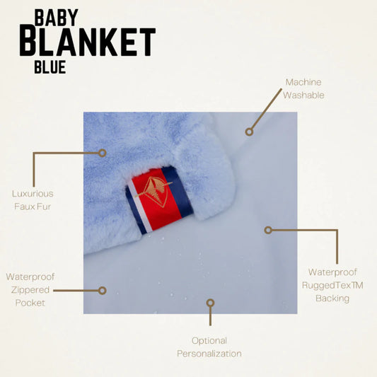 Luxury Faux Fur Baby Blanket with Waterproof Backing - Light Blue