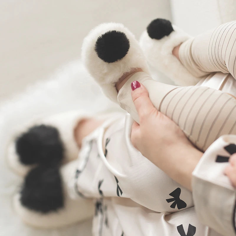 Pom Pom Plush Slippers - Baby