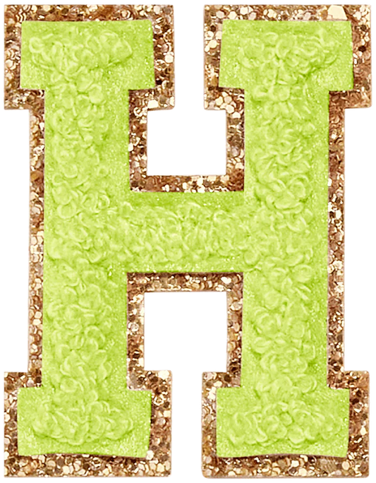 Glitter Varsity Letter Patch - Lime