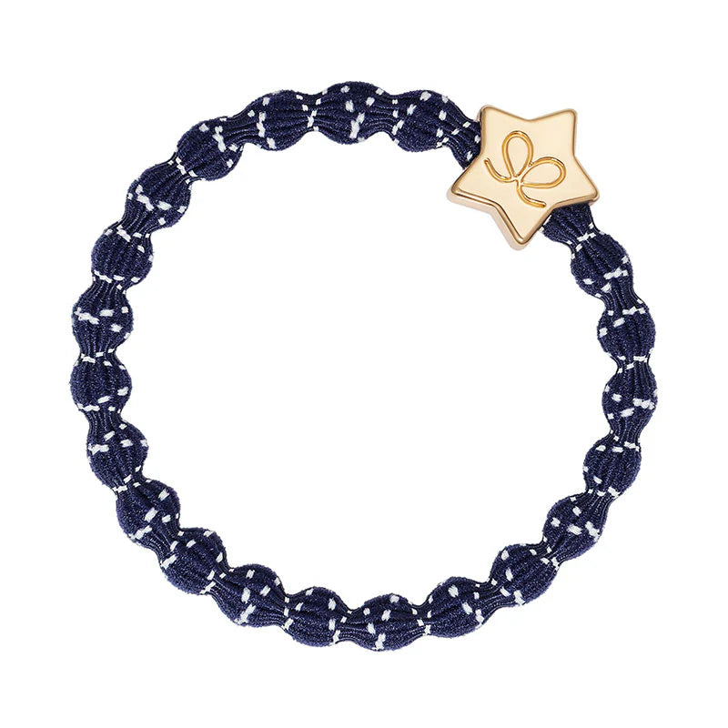 White on Navy Gold Star Bangle Band