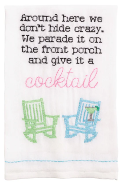 Give Crazy a Cocktail Cross Stitch Towel