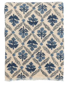 Blue Flower Pattern Throw Blanket