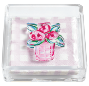 Acrylic Napkin Holder and Weight Set - Flower