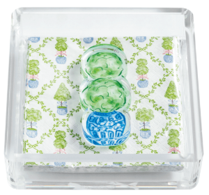 Acrylic Napkin Holder and Weight Set - Topiary