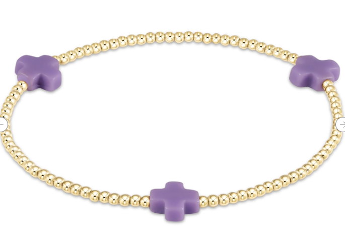 Signature Cross 3mm Gold Bracelet - Purple