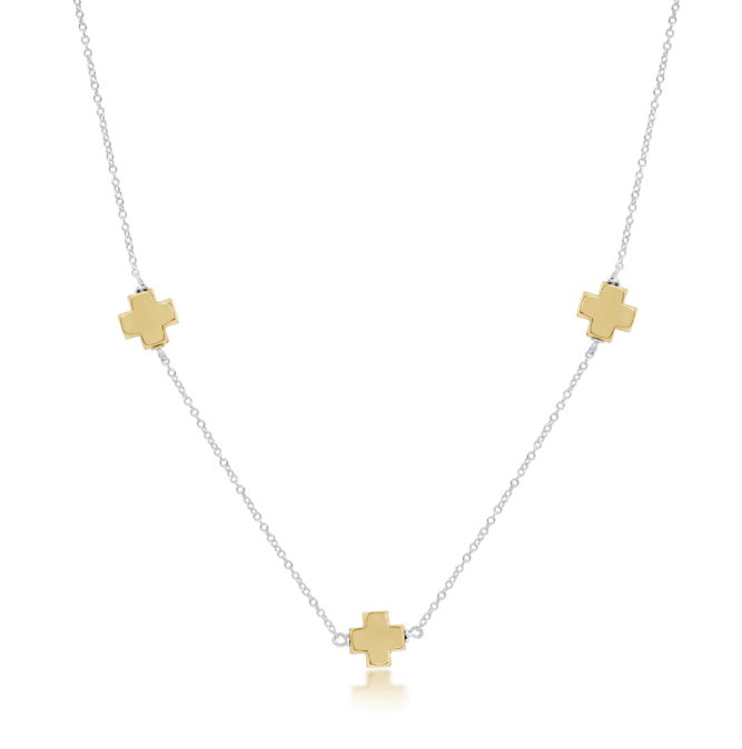 Choker Simplicity Chain Mixed Metal - Signature Cross Gold