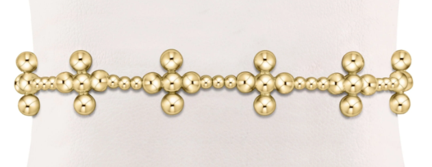 Signature Cross Sincerity Pattern 2.5mm Bead Bracelet - Classic Beaded Signature Cross Gold - 4mm Bead Gold