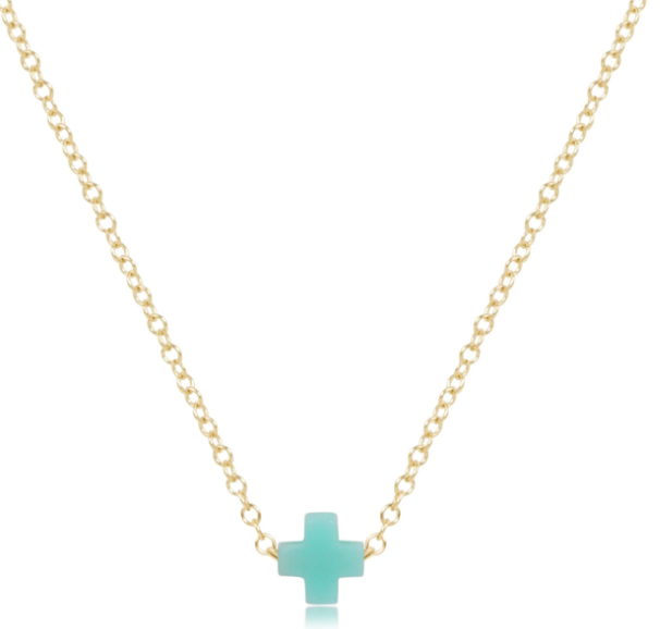 16" Necklace Gold - Signature Cross Small Mint