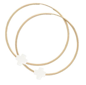 Endless Gold 1.75" Hoop - Signature Cross Off-White
