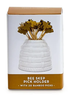 Beehive Toothpick Holder with 20 Bee Toothpicks