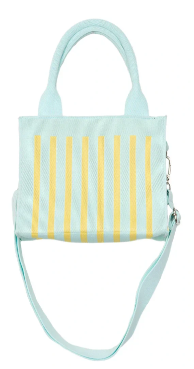 Mint Striped Structured Mini Tote