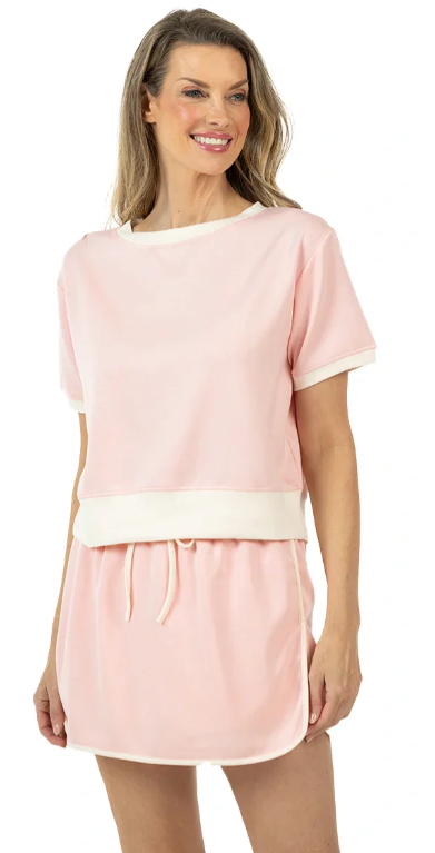 Light Pink and White Two Toned Skirt and Top Set