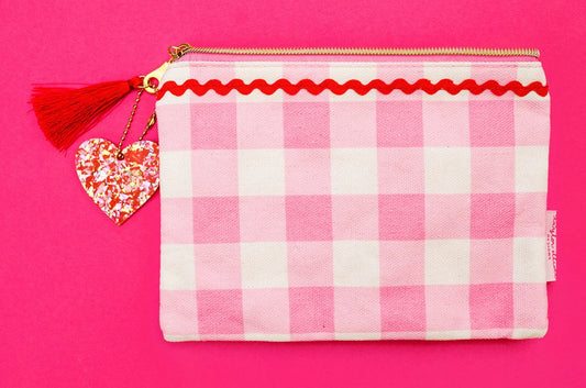 Red/Pink Pom Pom Pouch