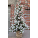 Flocked Pine Tree with Burlap wrapped Base