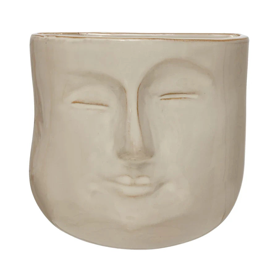White Stoneware Face Planter