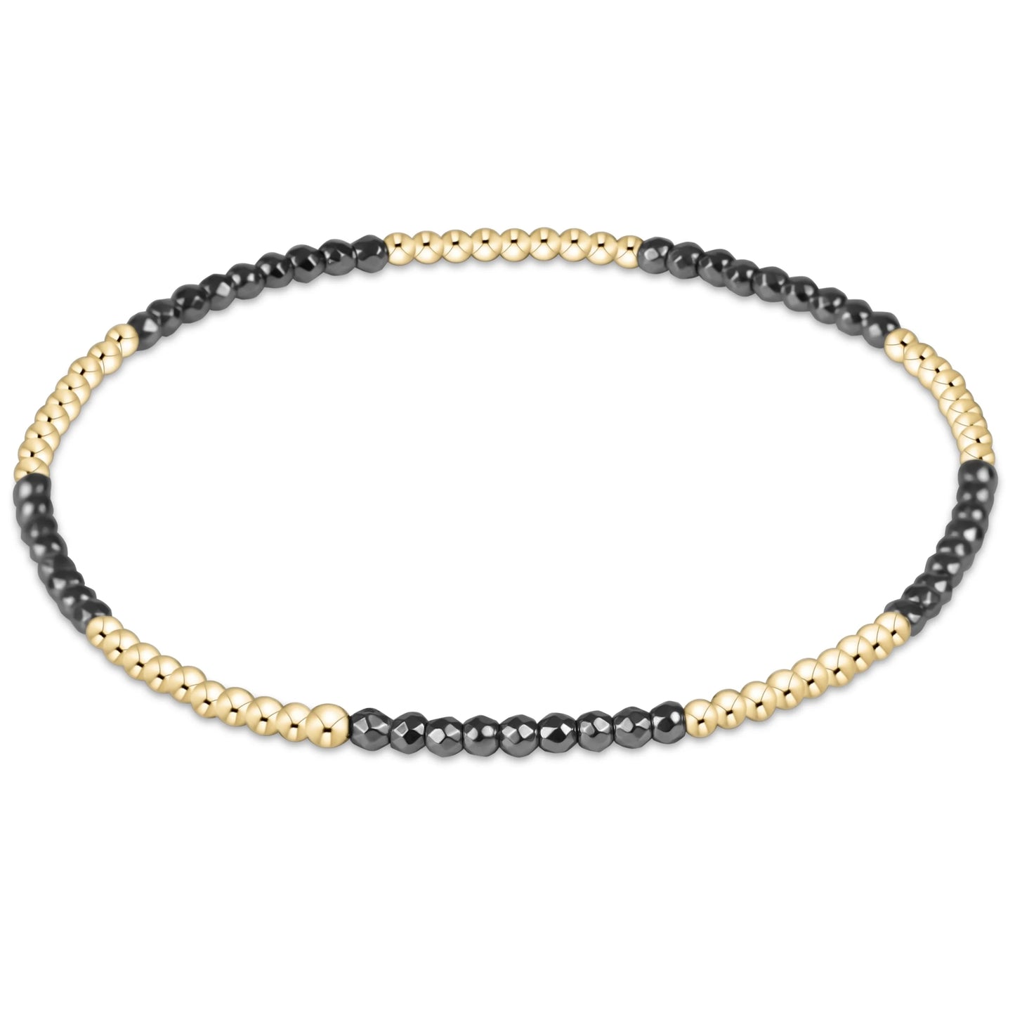 Blissful 2mm Bead Bracelet - Silver Hematite