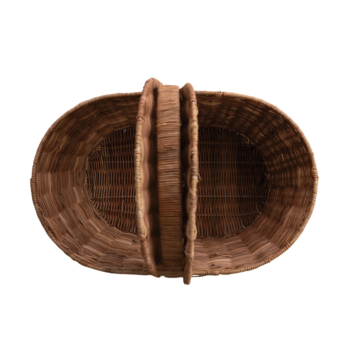 Decorative Hand-Woven Rattan Picnic Basket with Dual Entry Lids