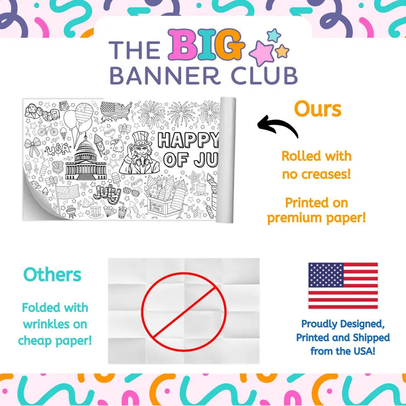 4th of July Coloring Banner