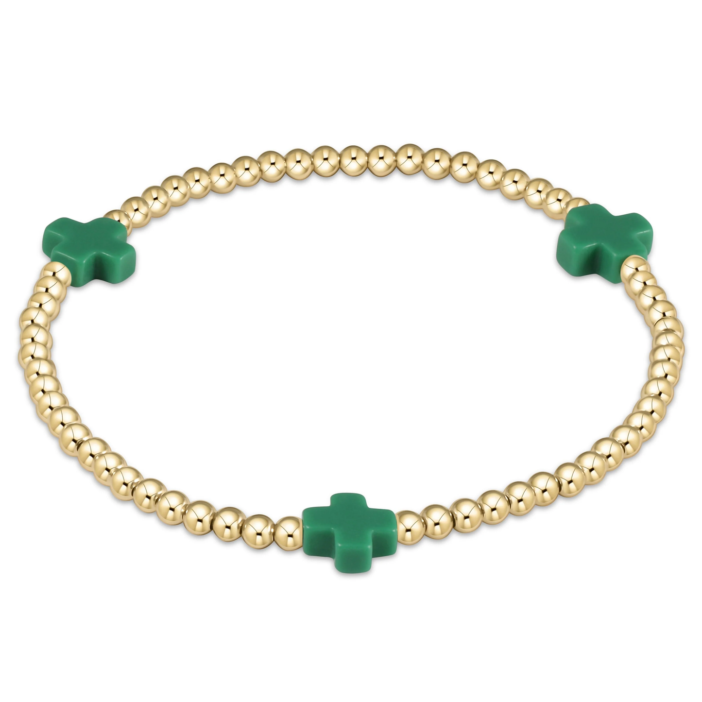 egirl Signature Cross 3mm Gold Bracelet - Emerald