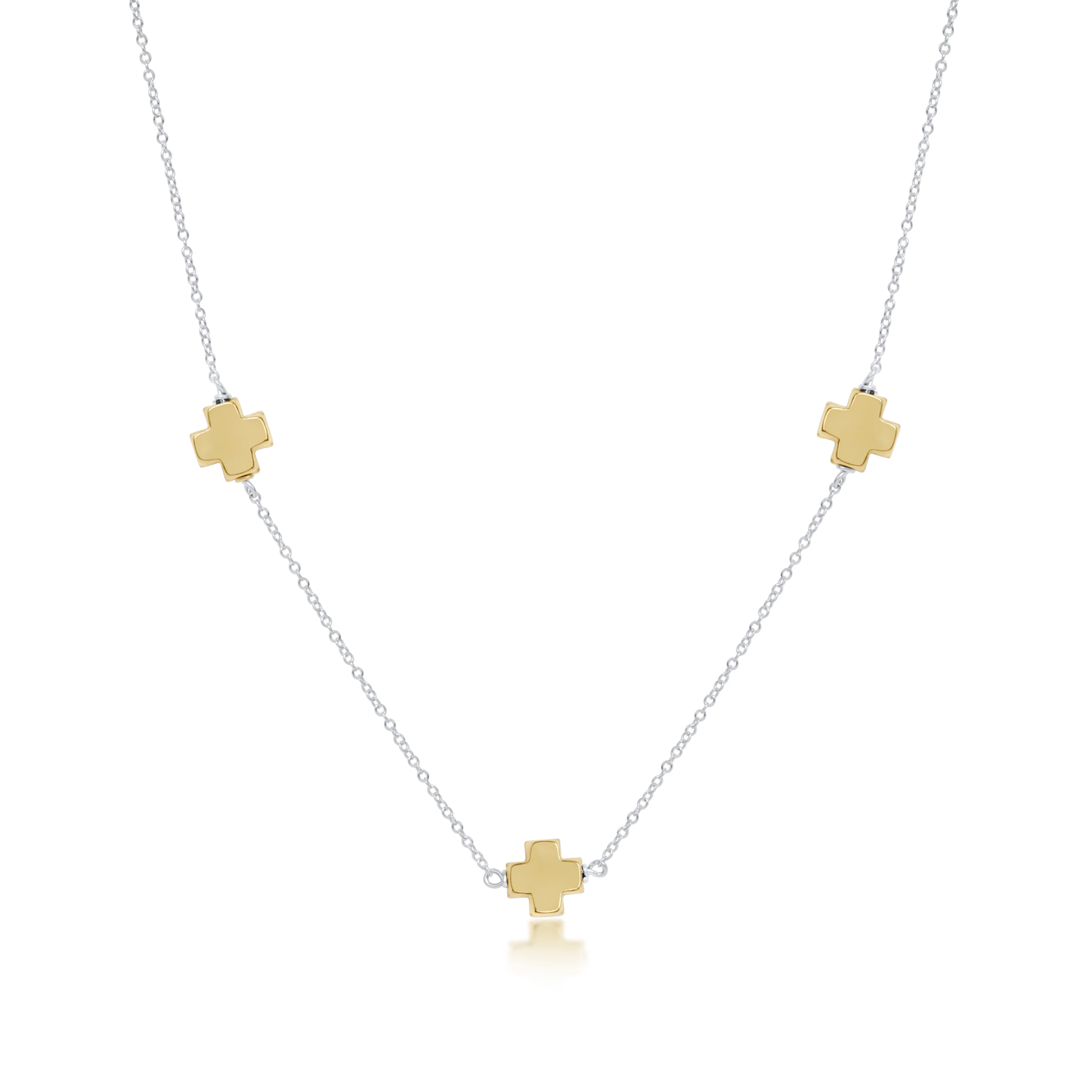 17" Choker Simplicity Chain Mixed Metal - Signature Cross Gold