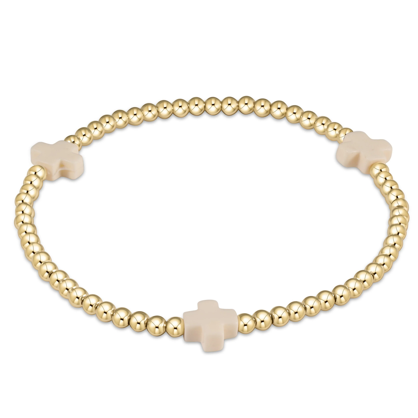 egirl Signature Cross 3mm Gold Bracelet - Off-White