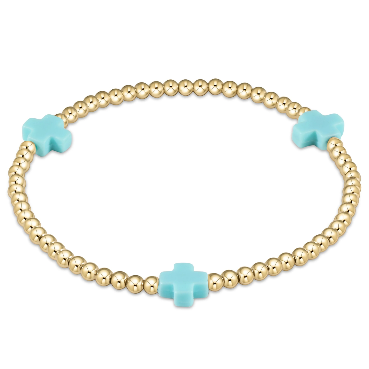 egirl Signature Cross 3mm Gold Bracelet - Turquoise