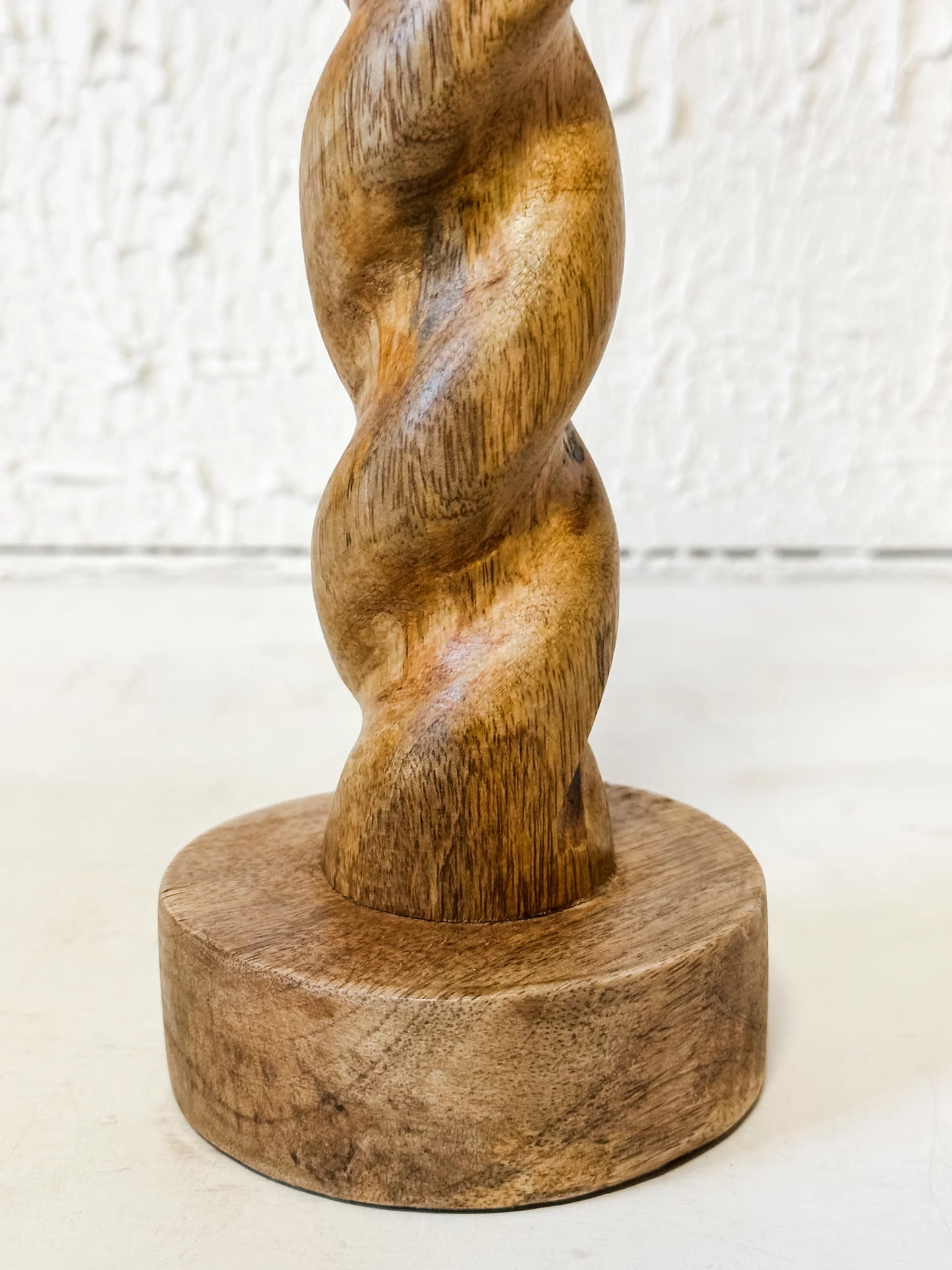 Mango Wood Twisted Taper Candle Holder