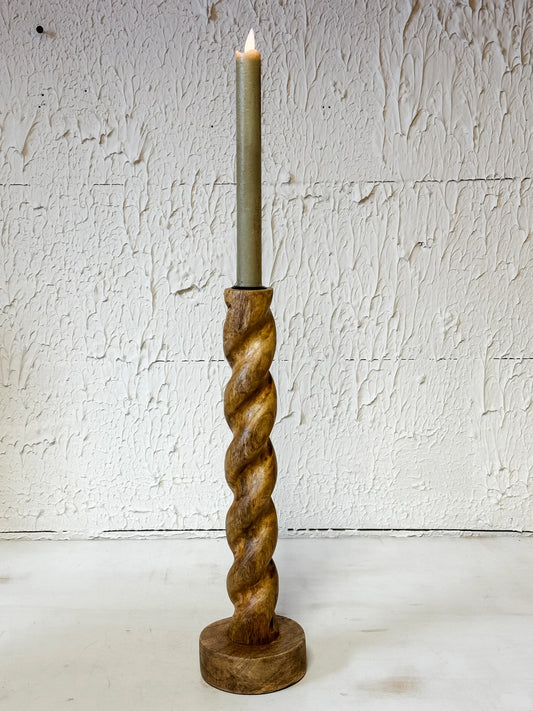 Mango Wood Twisted Taper Candle Holder