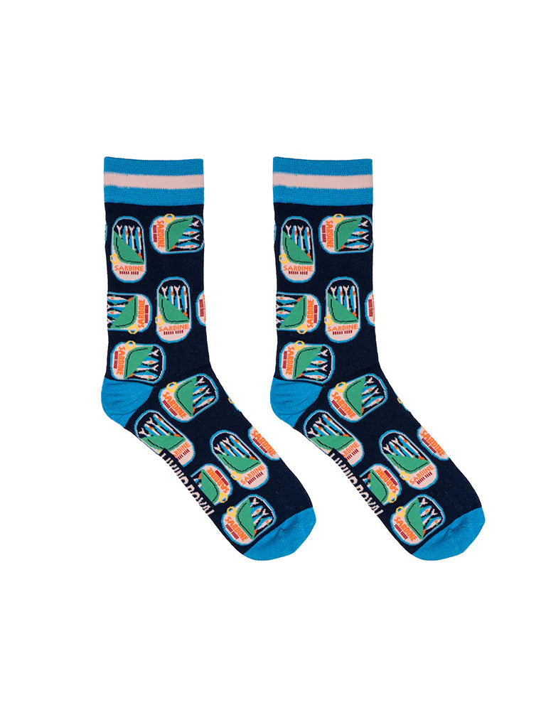 Women's Bamboo Crew Socks - Sardines