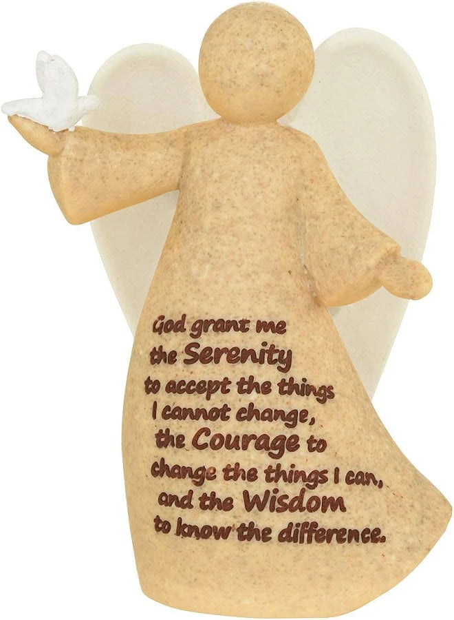 Serenity Prayer Stone Finish Angel Figure