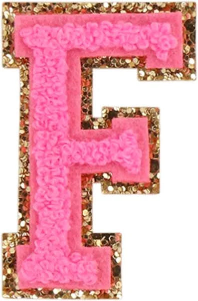 Glitter Varsity Letter Patch - Guava
