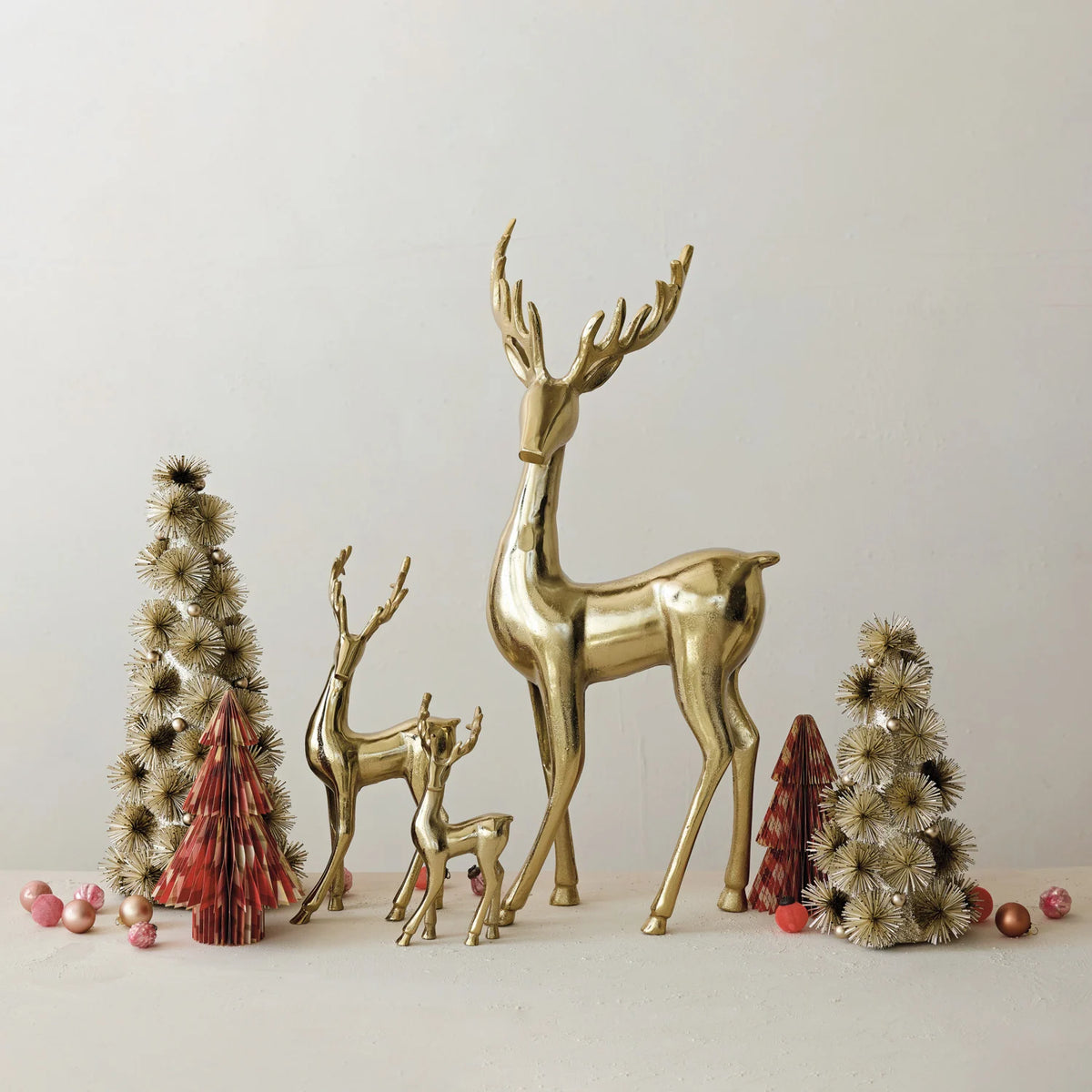 Cast Aluminum Deer, Gold Finish