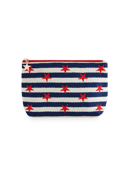 Morgan Stars Large Zip Pouch - Navy