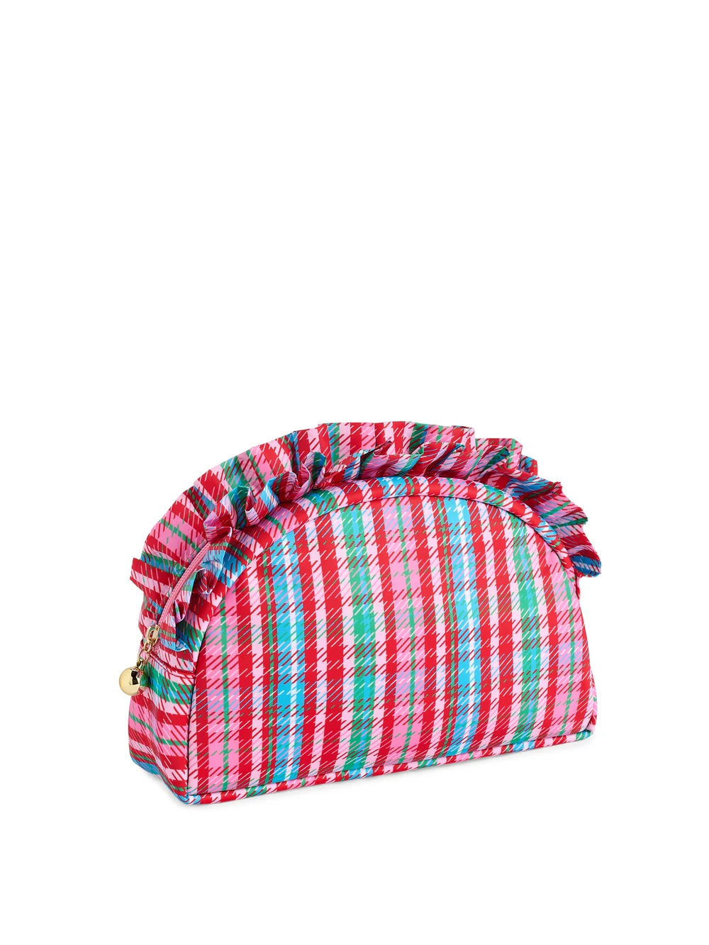 Plaid Large Ruffle Zip Pouch