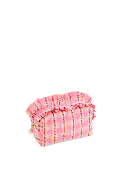 Scarlett Quilted Small Zip Pouch - Pink