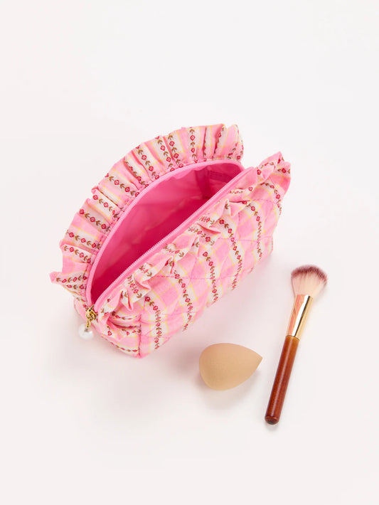 Scarlett Quilted Small Zip Pouch - Pink