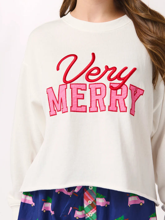 "Very Merry" Lounge Sweatshirt, Ivory