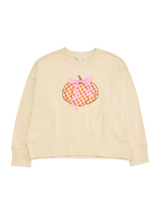 Cream Gingham Pumpkin Relaxed Sweatshirt