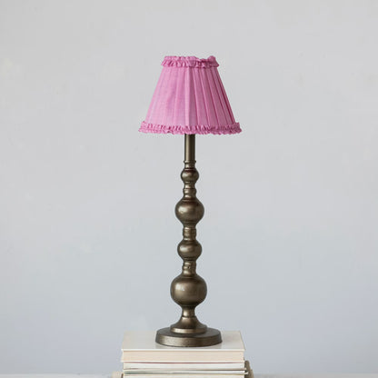 Brass Table Lamp with Pleated Silk Shade