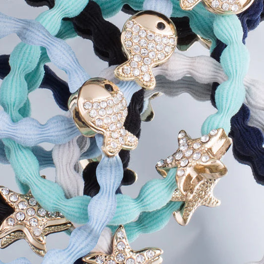 Sky Blue Bling Goldfish Bangle Band