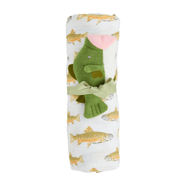 Swaddle and Rattle Set - Fish