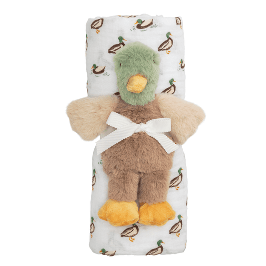 Swaddle and Rattle Set - Mallard