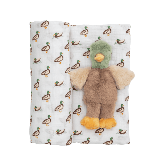 Swaddle and Rattle Set - Mallard